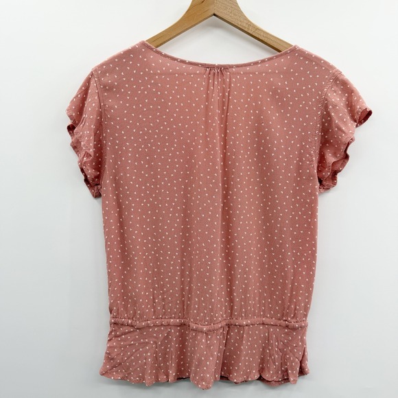 Rails Bretton Rosewood Mini Hearts Flutter Sleeve Top in Pink Size Small - Picture 3 of 11
